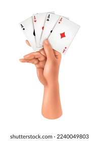 Hands games composition with realistic view of human hand palm on blank background with toy vector illustration