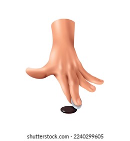 Hands games composition with realistic view of human hand palm on blank background with toy vector illustration
