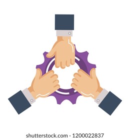 hands with gear machinery
