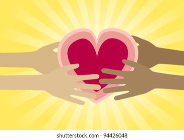 Hands generously sharing a heart