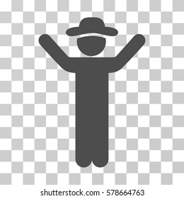 Hands Up Gentleman icon. Vector illustration style is flat iconic symbol, gray color, transparent background. Designed for web and software interfaces.