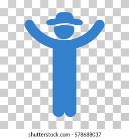 Hands Up Gentleman icon. Vector illustration style is flat iconic symbol, cobalt color, transparent background. Designed for web and software interfaces.