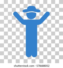 Hands Up Gentleman icon. Vector illustration style is flat iconic symbol, cobalt color, transparent background. Designed for web and software interfaces.
