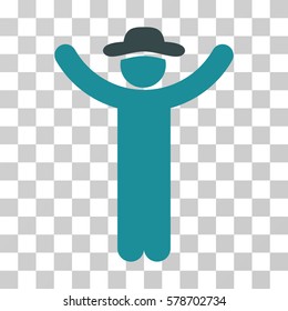 Hands Up Gentleman icon. Vector illustration style is flat iconic bicolor symbol, soft blue colors, transparent background. Designed for web and software interfaces.
