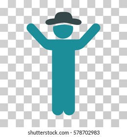 Hands Up Gentleman icon. Vector illustration style is flat iconic bicolor symbol, soft blue colors, transparent background. Designed for web and software interfaces.