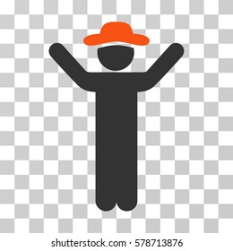 Hands Up Gentleman icon. Vector illustration style is flat iconic bicolor symbol, orange and gray colors, transparent background. Designed for web and software interfaces.