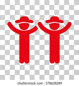 Hands Up Gentlemen icon. Vector illustration style is flat iconic symbol, red color, transparent background. Designed for web and software interfaces.