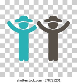 Hands Up Gentlemen icon. Vector illustration style is flat iconic bicolor symbol, grey and cyan colors, transparent background. Designed for web and software interfaces.
