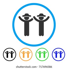 Hands Up Gentlemen icon. Vector illustration style is a flat iconic hands up gentlemen gray rounded symbol inside light blue circle with black, green, blue, yellow color variants.