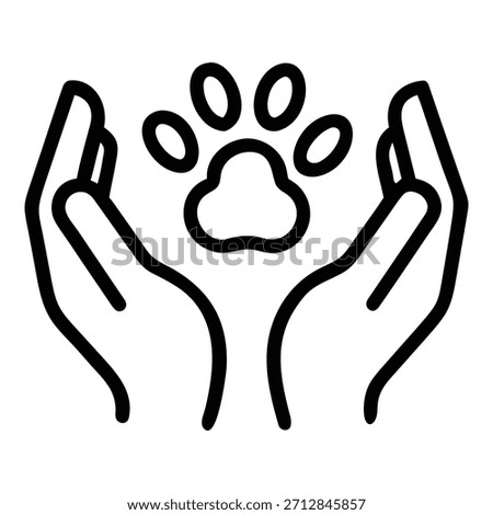 Hands gently cradling a paw print a symbol of animal care