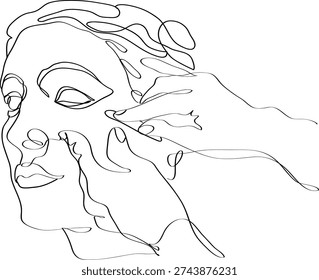 Sculptor’s hands gently holding classical female bust in soft natural light for elegant and artistic sculpture themes