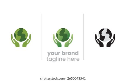 Hands gently holding Earth symbolize sustainability, global protection, and environmental care. Ideal for eco awareness, nature conservation, and Earth Day graphics.