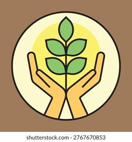 Hands gently holding a green leaf symbolizing nature care and environmental growth