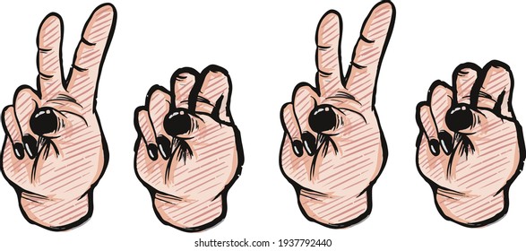 hands gesture 2020 illustration vector color art work . 