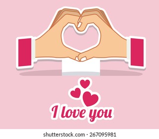 Hands gesture design over pink background, vector illustration