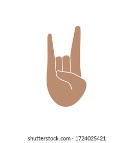 Hands gesture emoji, Sign of the Horns, rocker symbol. Isolated vector illustration