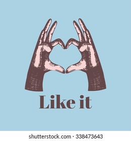 Hands gesture, hand in heart shape, heart sign from fingers, love simbol vector