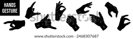 Hands gesture icon. Hands gesture set. Silhouette style.