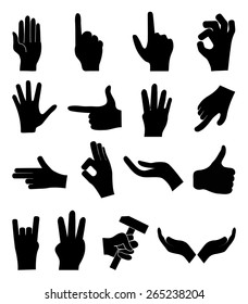 Hands gesture icons set