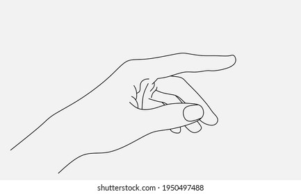 Hands gesture minimal line art style vector design. Hope, try to reach or touch something