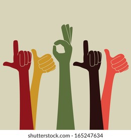 hands gesture over beige  background vector illustration