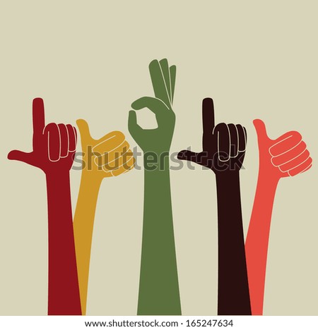 hands gesture over beige  background vector illustration
