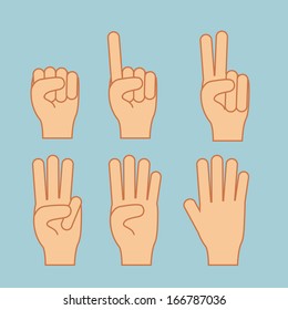 hands gesture over blue background vector illustration