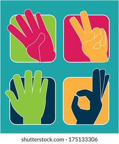 hands gesture over  blue background vector illustration