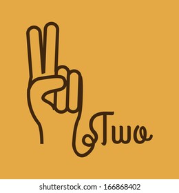 hands gesture over orange background vector illustration