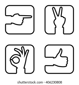 hands gesture set. Simple vector lines. Eps 8