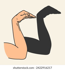 Hands gesture shadow. Gaming animal puppet from hand. Light shade imagination ingenious. Hand play theatrical puppet. Vector cartoon illustration