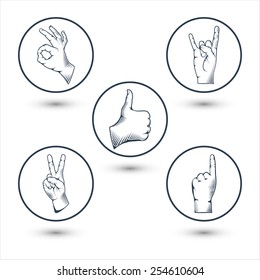 Hands gesture vector illustration. Isolated on white background.