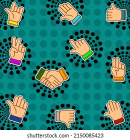 Hands Gestures  with Different Signs sticker. Vector illustrations