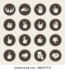 Hands gestures icon set