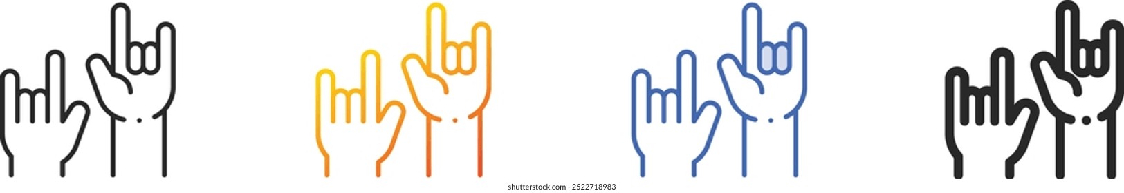hands and gestures icon.Thin Linear, Gradient, Blue Stroke and bold Style Design Isolated On White Background