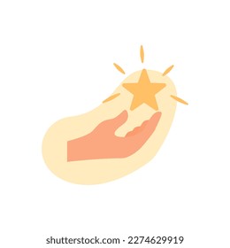 Hands gestures illustration. Character hands giving star concept. Vector illustration.