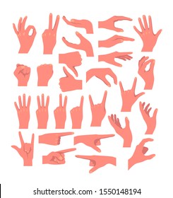 Hands gestures isolated icon set collection concept. Vector flat graphic design cartoon illustration