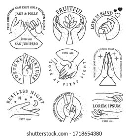 Hands Gestures Logo Icons. Vector Illustration.
