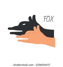Hands gestures shadow. Antique gaming puppets from hands different theatral action animals fox recent vector symbols