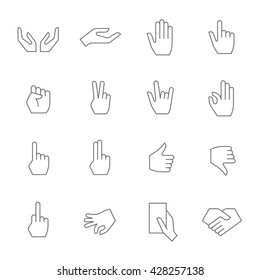 Hands Gestures Thin Line Icons