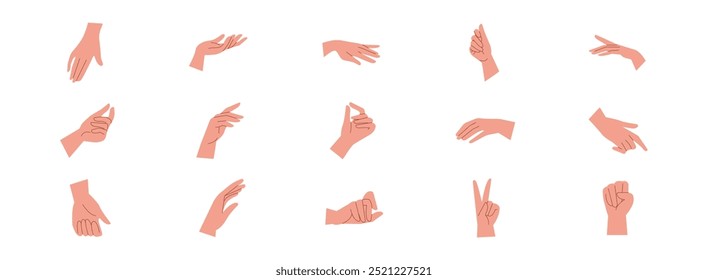 Hands Gestures Ilustração de arte vetorial isolado.