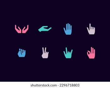 Hands gestures vector icon set