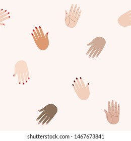 Hands gestures. Woman hands silhouette isolated on white background. Vector colorful illustration.  Union of feminists, sisterhood