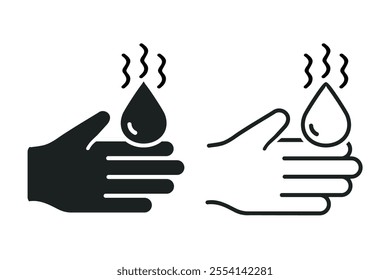 Hands get hot water. Illustration vector