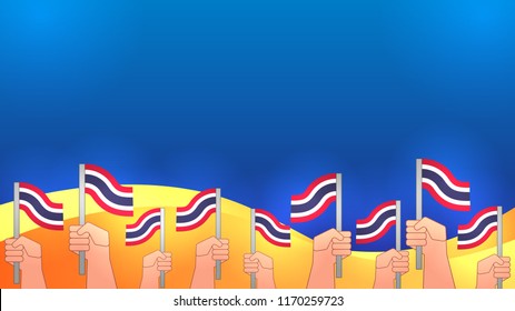 Hands get Thai flag abstract backgrounds