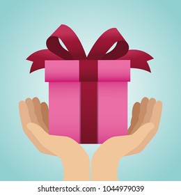 Hands with gift box