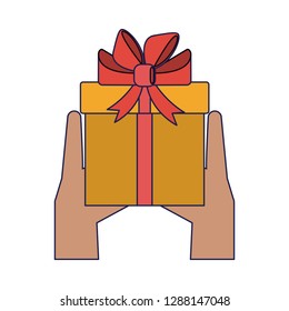 Hands with gift box