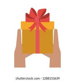 Hands with gift box