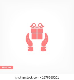 in the hands of a gift. hand and drawer vector graphics. celebration. hands. The design is stylish. work for your site. 10 eps