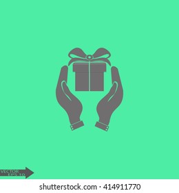 Hands and gift icon